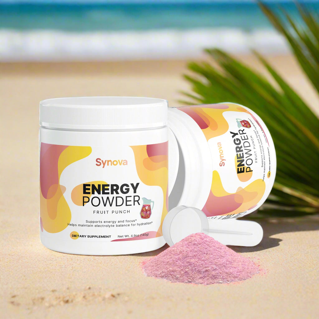 Synova Energy Powder container with pink powder on a white background